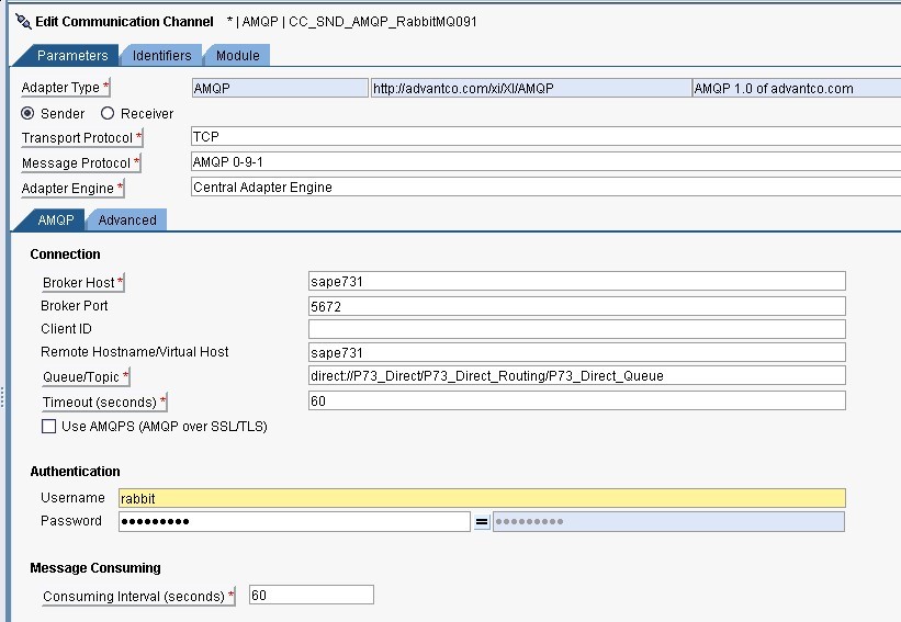 SAP PI AMQP Edit Communication Channel Pic2