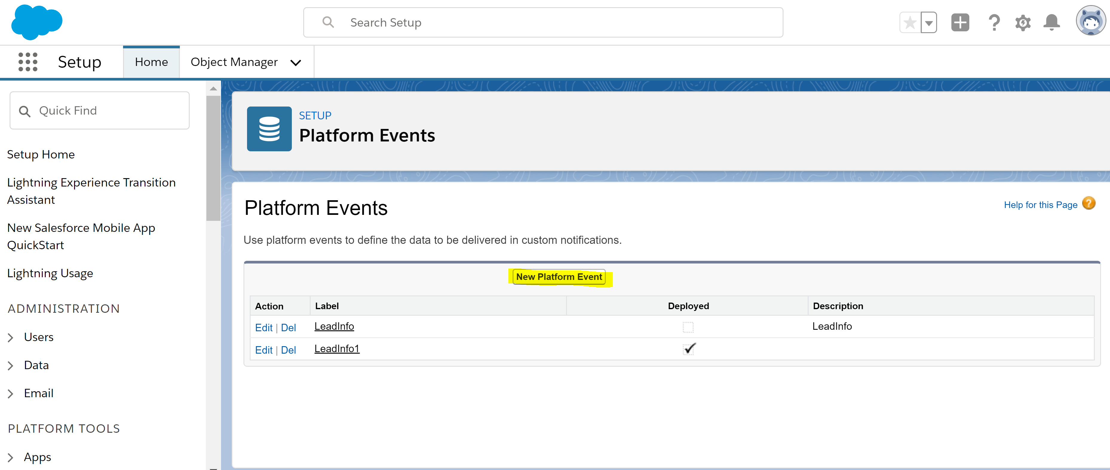 Integrating SalesForce platform events in SAP Cloud Platform