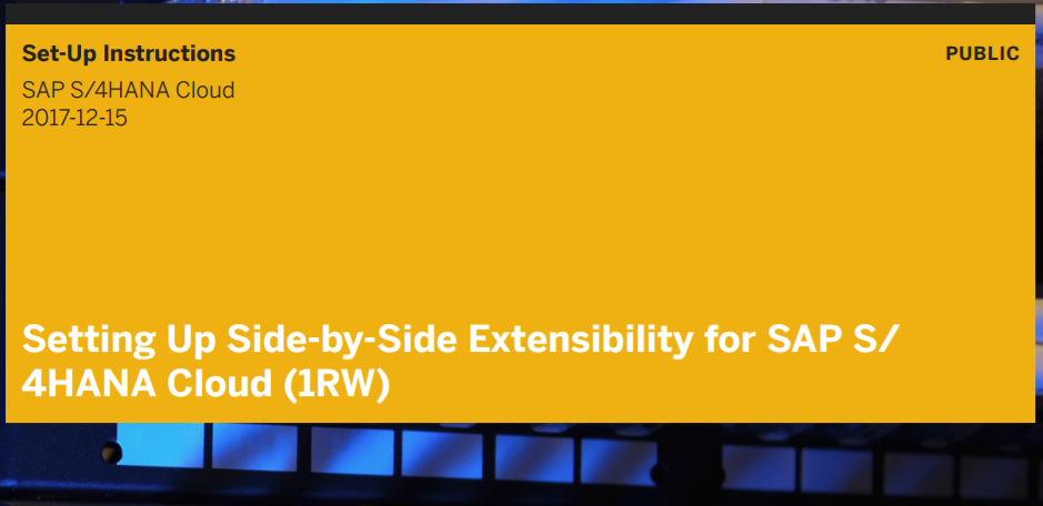 SAP S/4HANA Cloud – Side-by-Side Extensibility